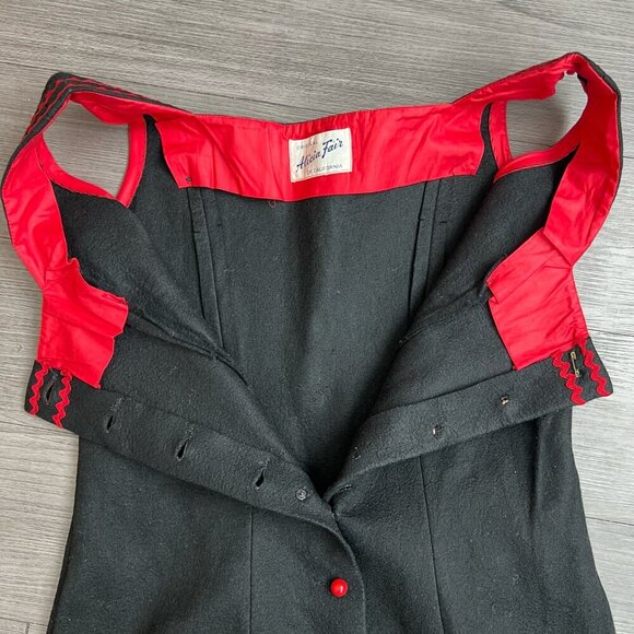 Vintage 50s Alicia Fair of California Rockabilly Retro Square Neck Dress Size M - Picture 4 of 6